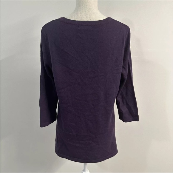 New York Company Sweater 3/4 Sleeve Crew Neck Knit Grommet Side - Picture 5 of 7